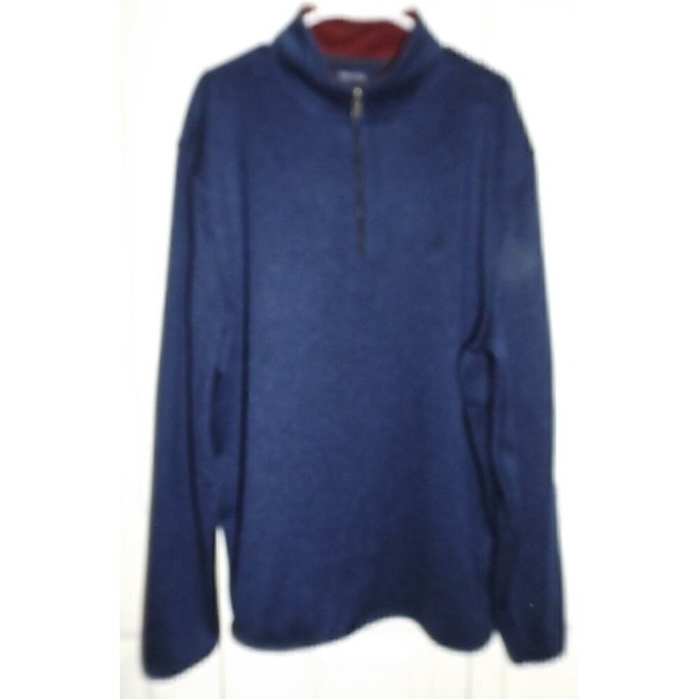 Nautica Men's XXL1/4 Zip Blue Flecked Long Sleeve Pullover Straight Hem NO TAGS